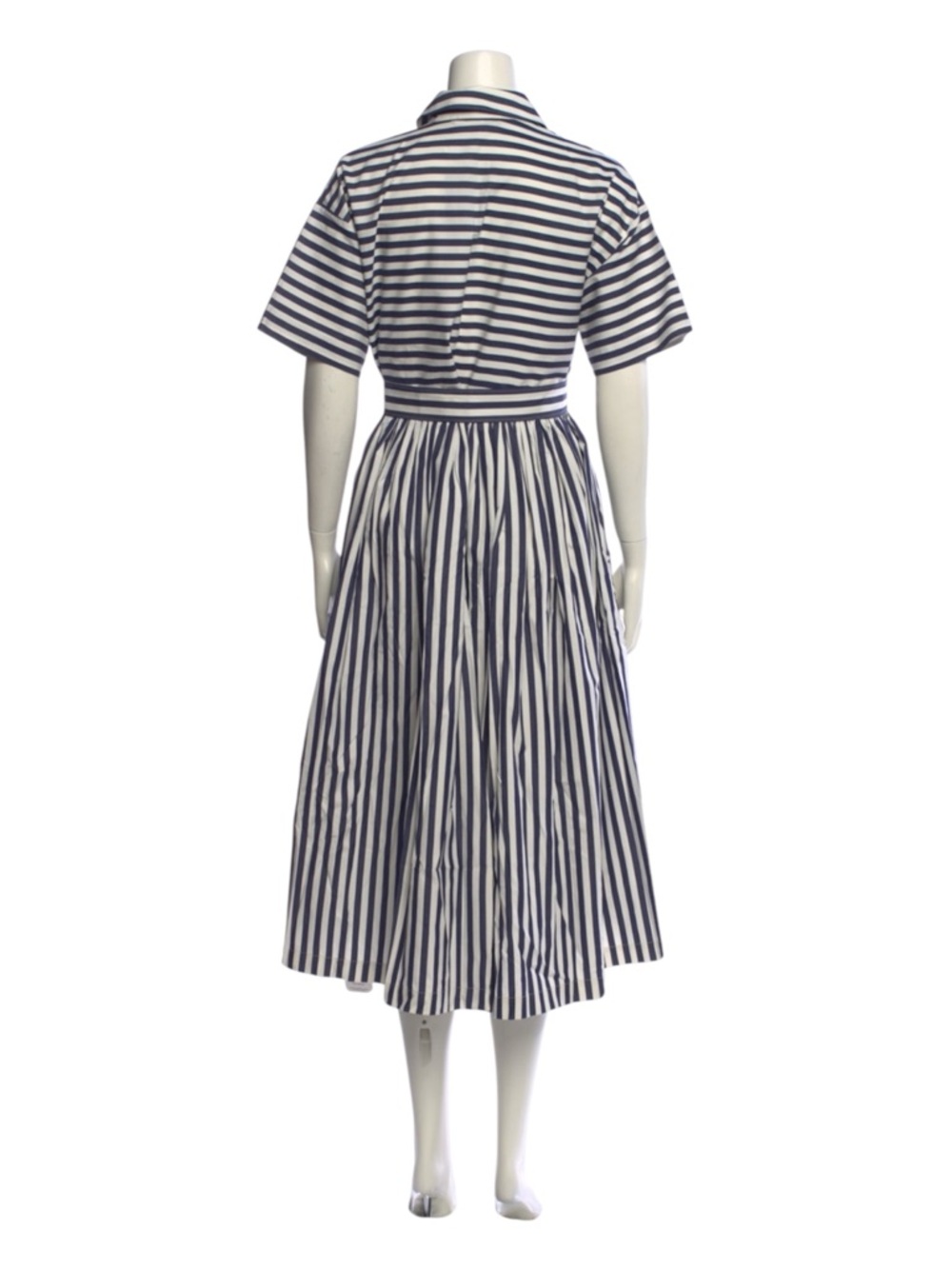 Kate Spade Midi Shirt Dress Cotton Navy White Striped Belted $368 Pockets Size L - Picture 7 of 10